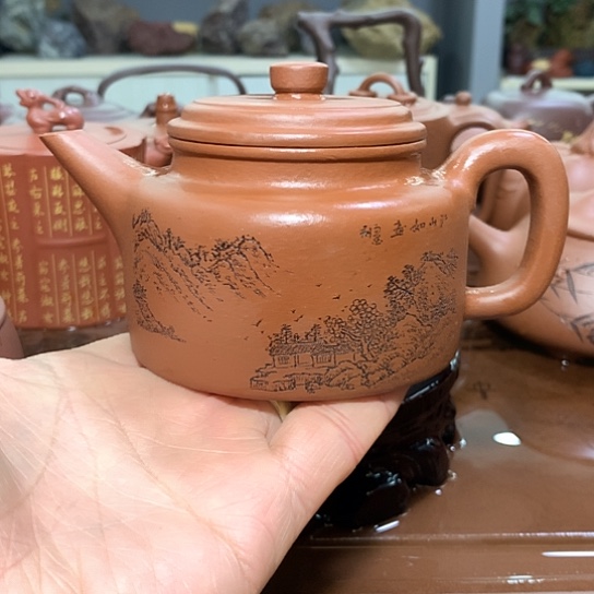 紫砂茶杯全手工制作工艺师作品原矿底槽青紫砂壶容量260