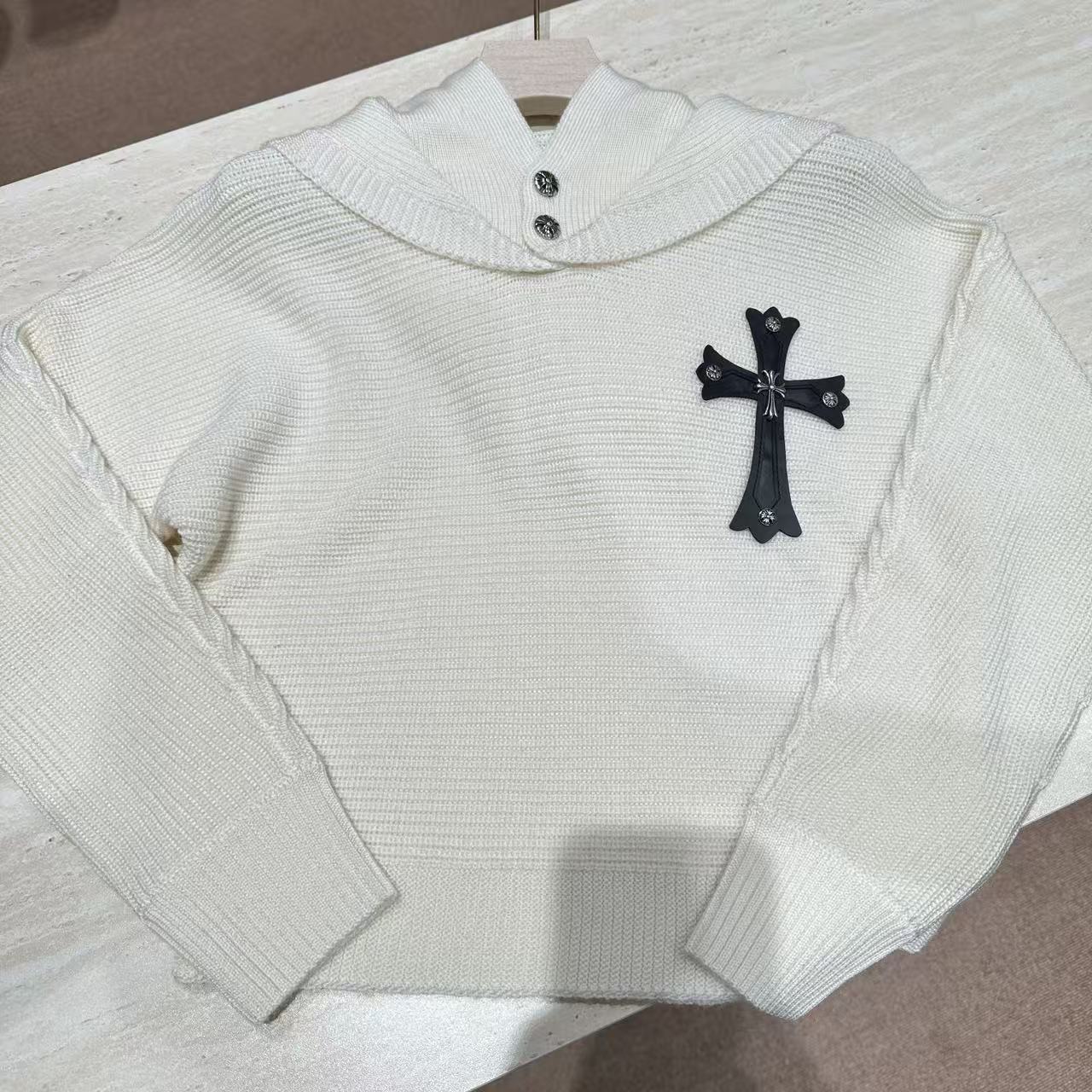 针织衫毛衣连帽时尚常规款百搭针织宽松型圆领-2581