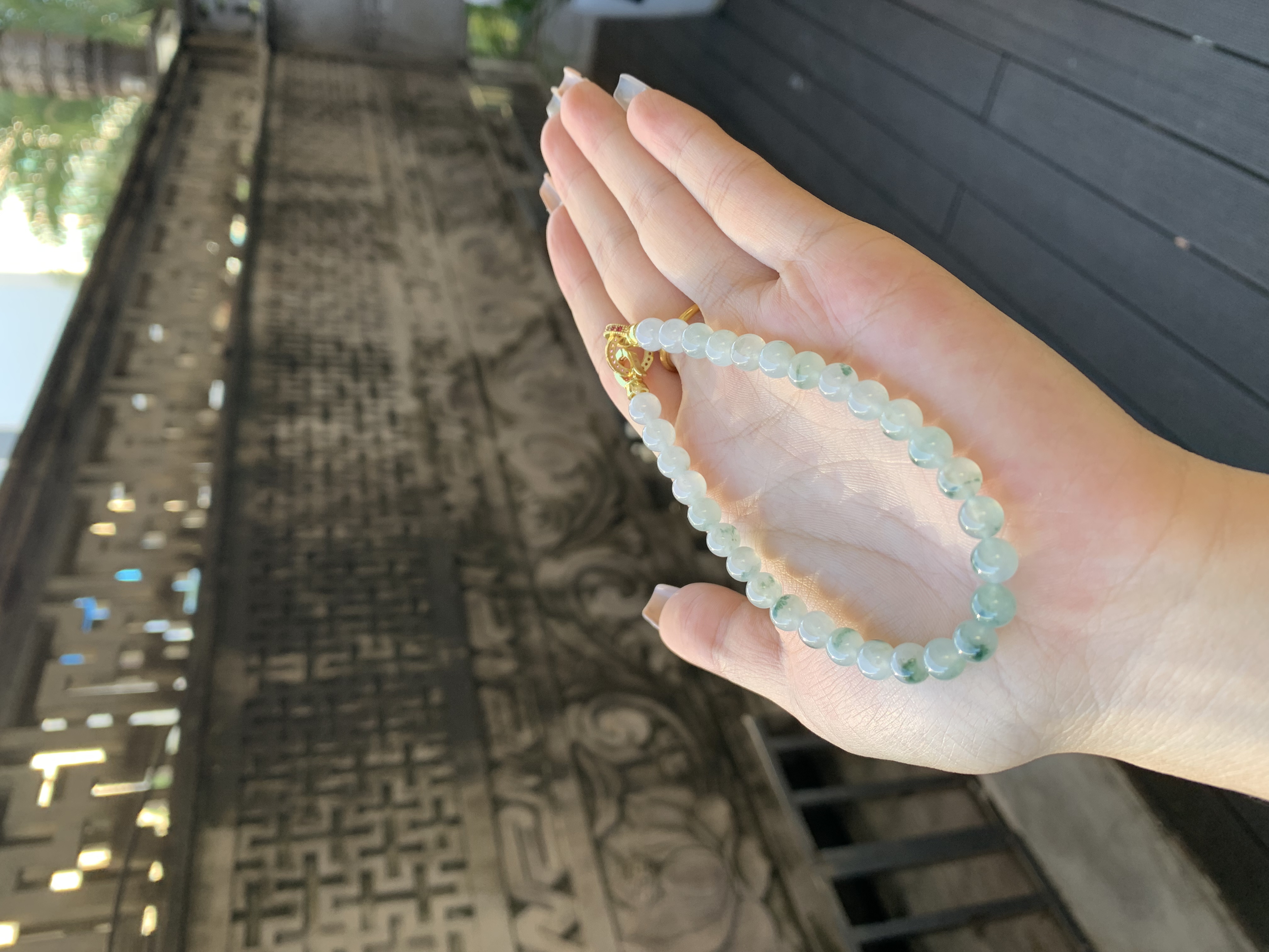 缅甸翡翠A 货飘花灵动手串卡6.6mm