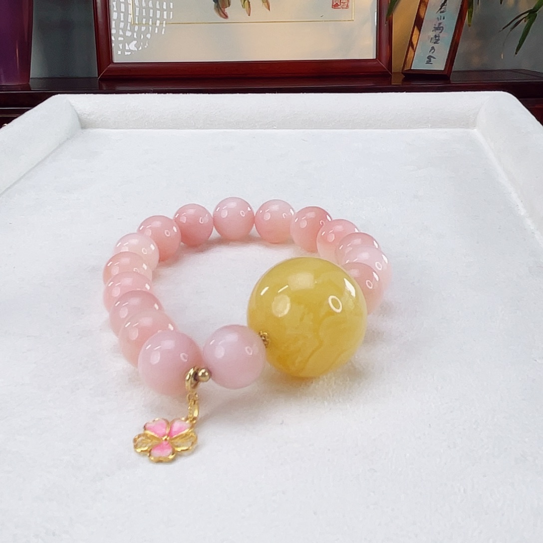 蛋白石手链18K金镶嵌粉澳宝11