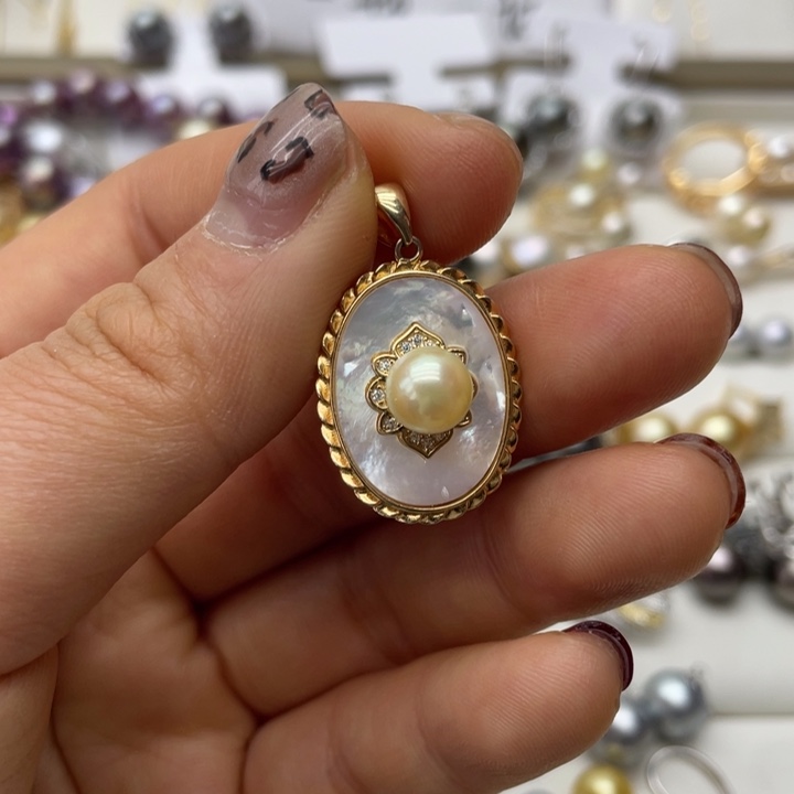 海水珍珠吊坠(不含链)银S925镶嵌