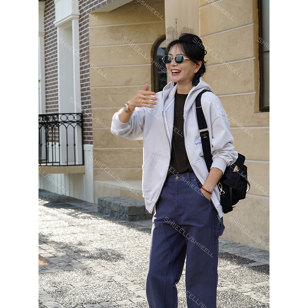 【破碎贵族】美式复古棉质阔版宽松字母刺绣拉链卫衣W6016