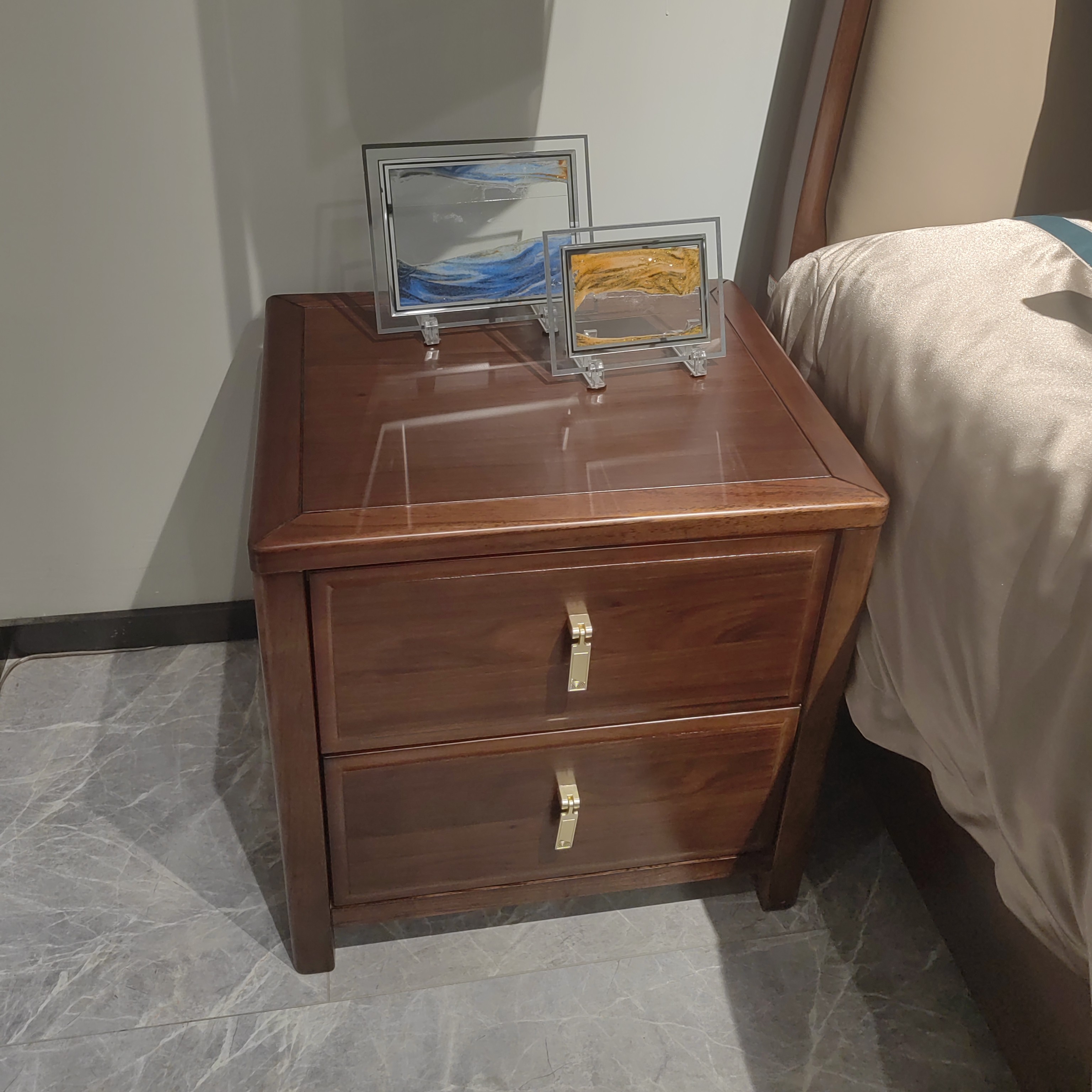 中国风床头柜，实用双抽