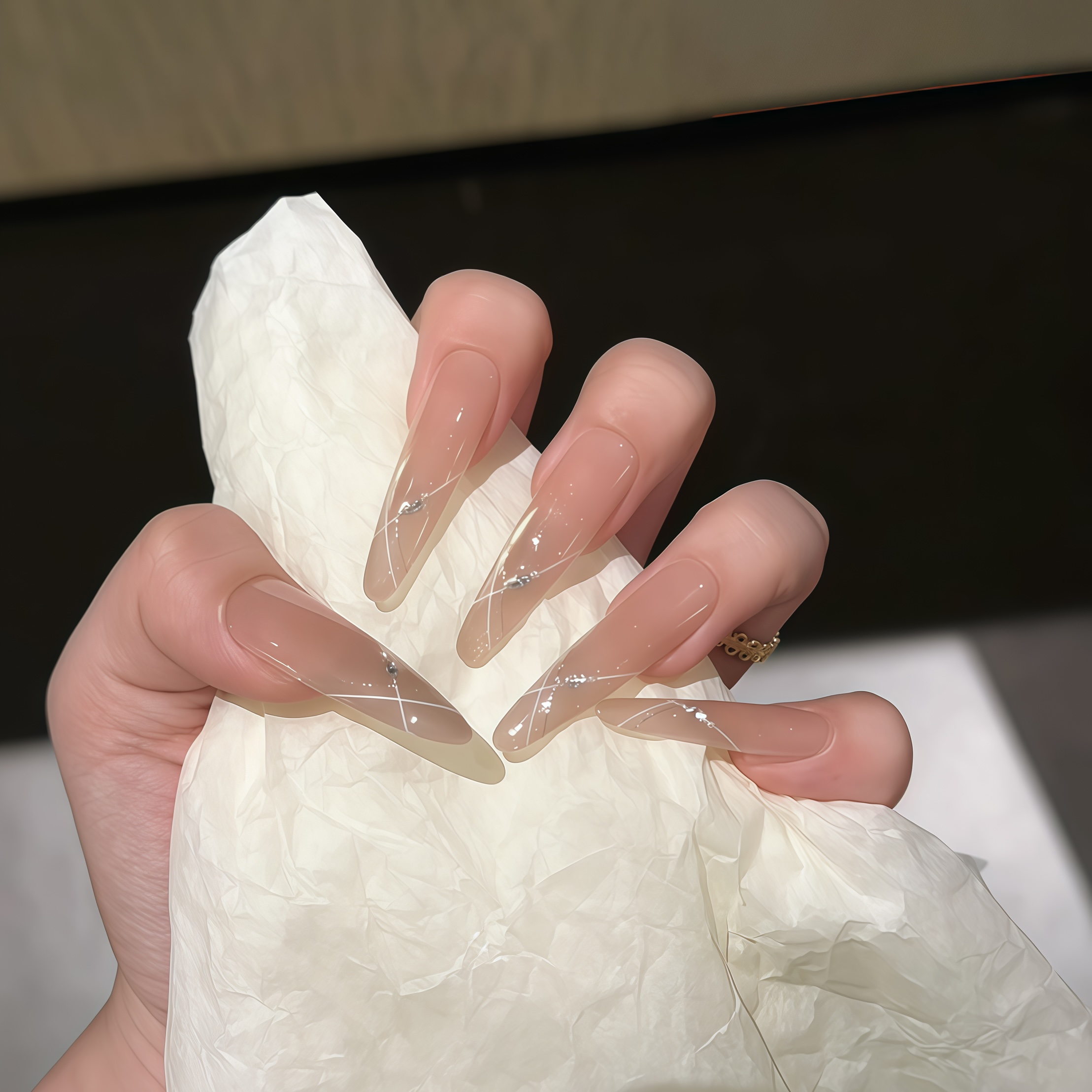 【气质美学】轻奢显白纯手工穿戴甲光疗冰透渐变纯欲四季流行10片装