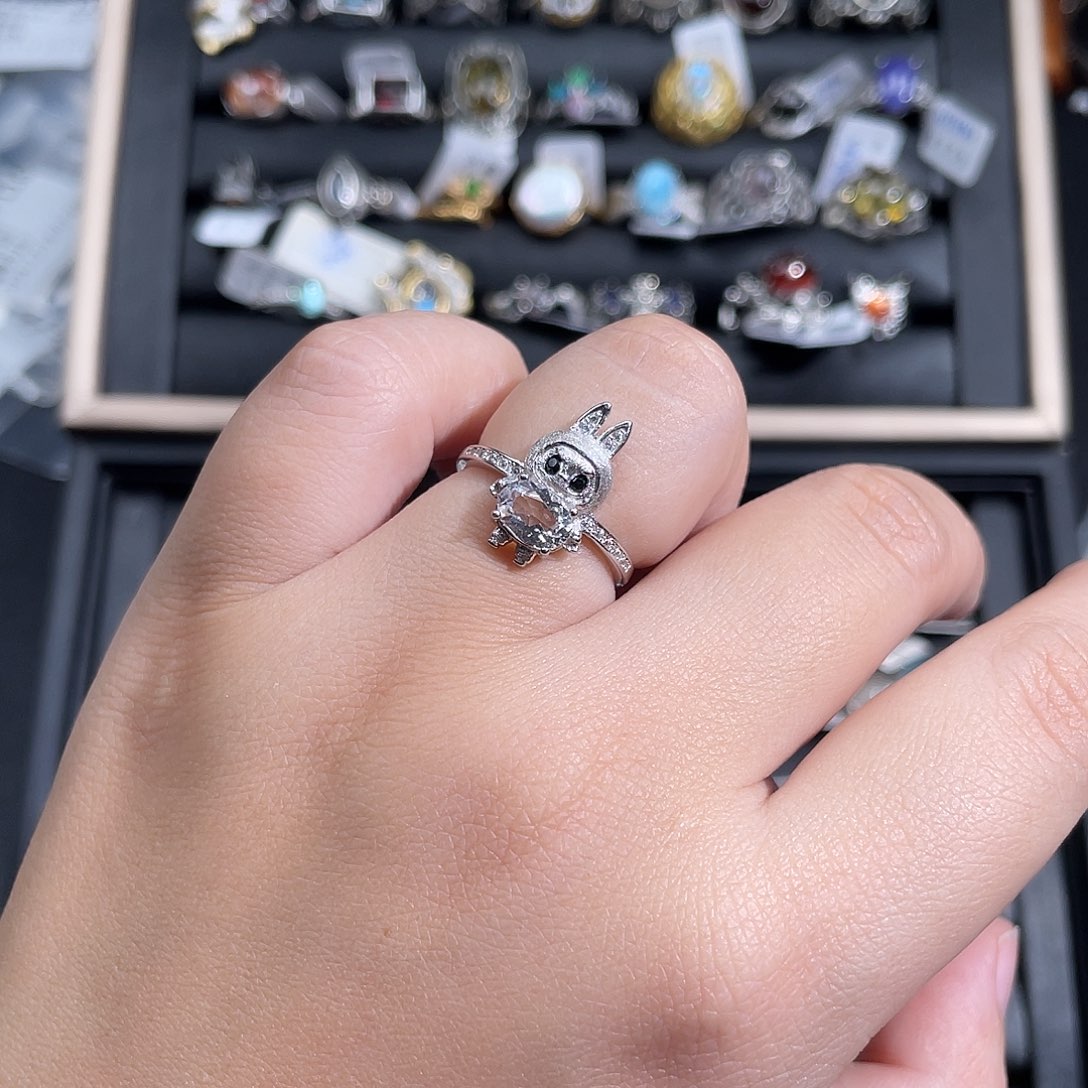 银S925镶嵌戒指水晶O*