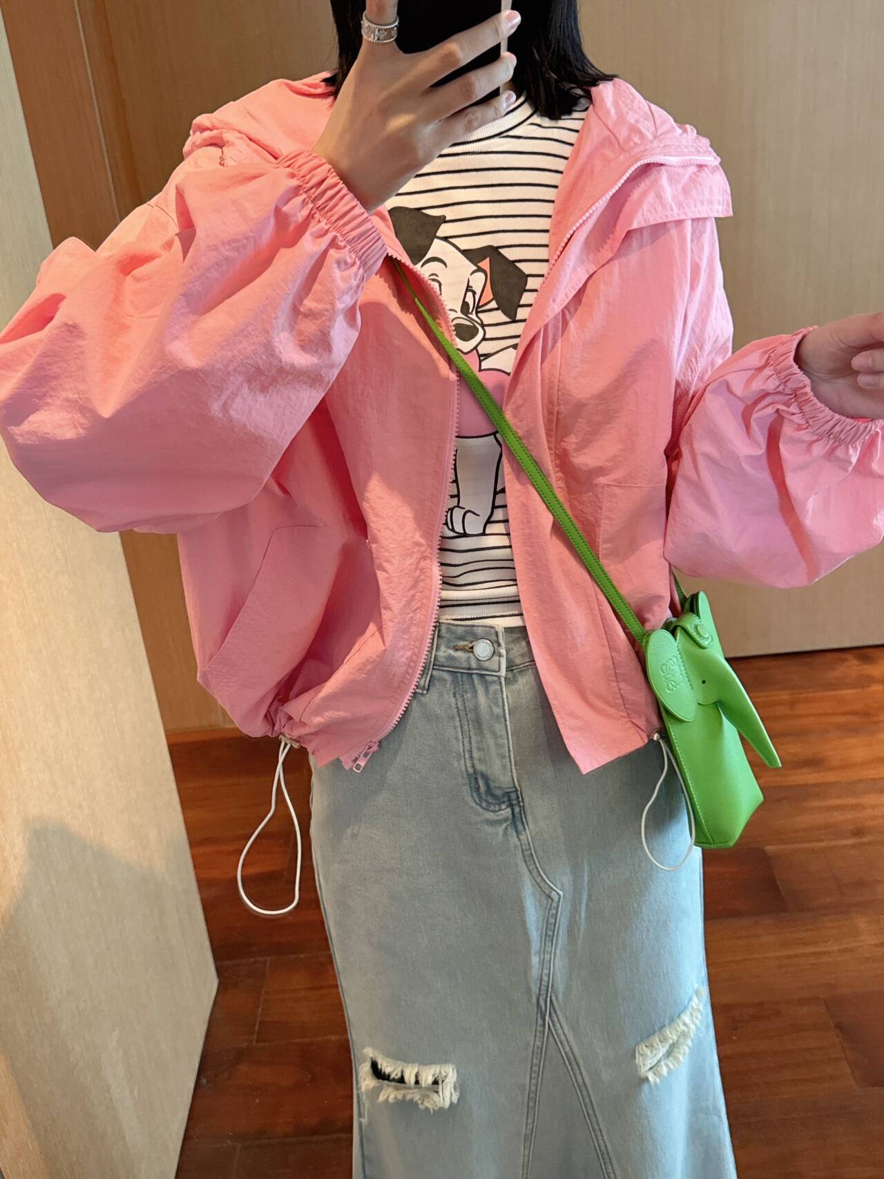 【张静芝】糖果粉连帽拉链外套