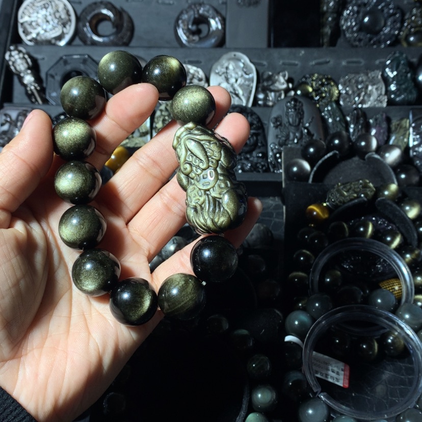 【闪购商品】黑曜岩手串未镶嵌温***丶