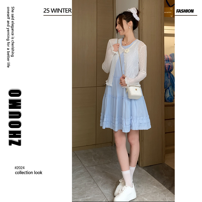 【柏林花事】ZM穿搭&自制孕妇防晒小开衫搭孕期背心蛋糕裙二件套