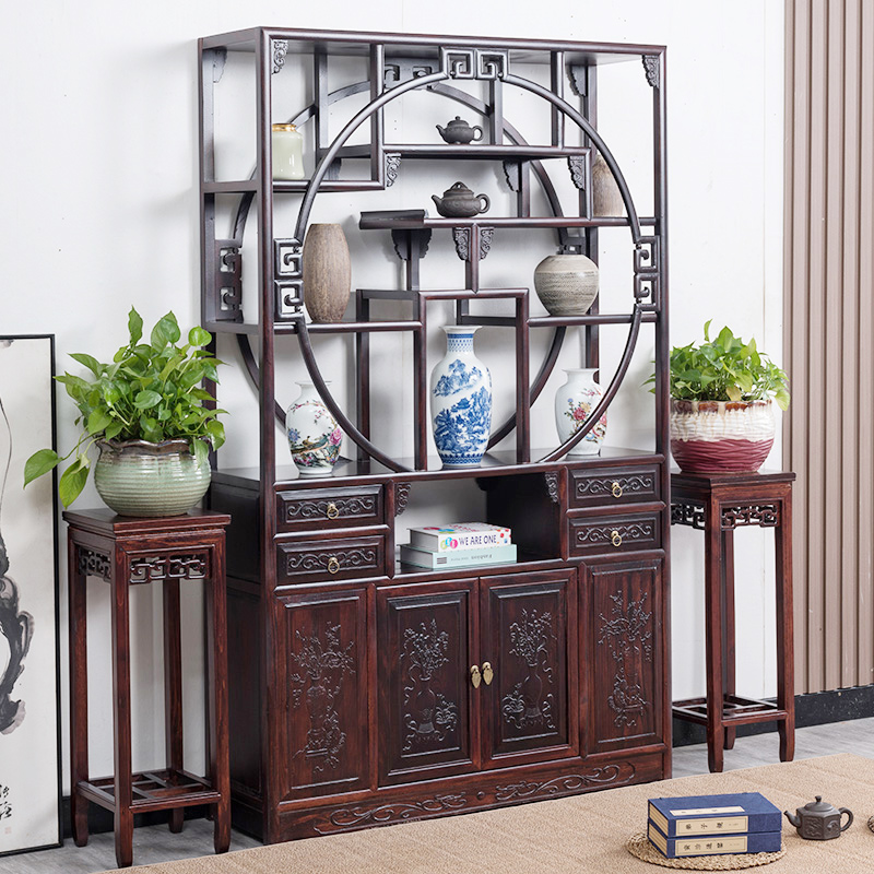 新中式博古架实木置物古董办公室茶叶架展示柜摆件隔断小型多宝阁