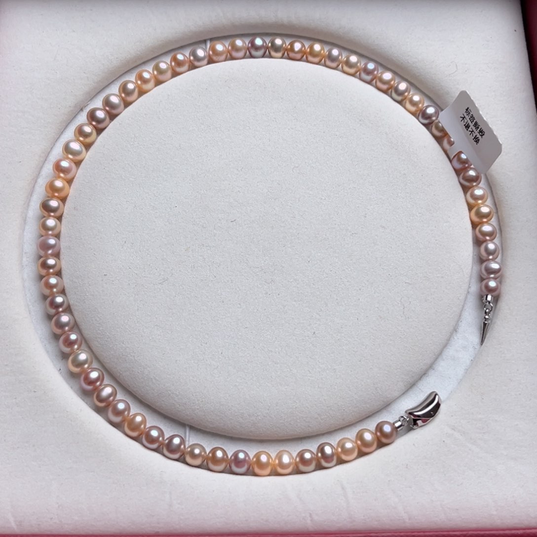 淡水珍珠颈饰银S925镶嵌s****✨7-8mm极光糖果