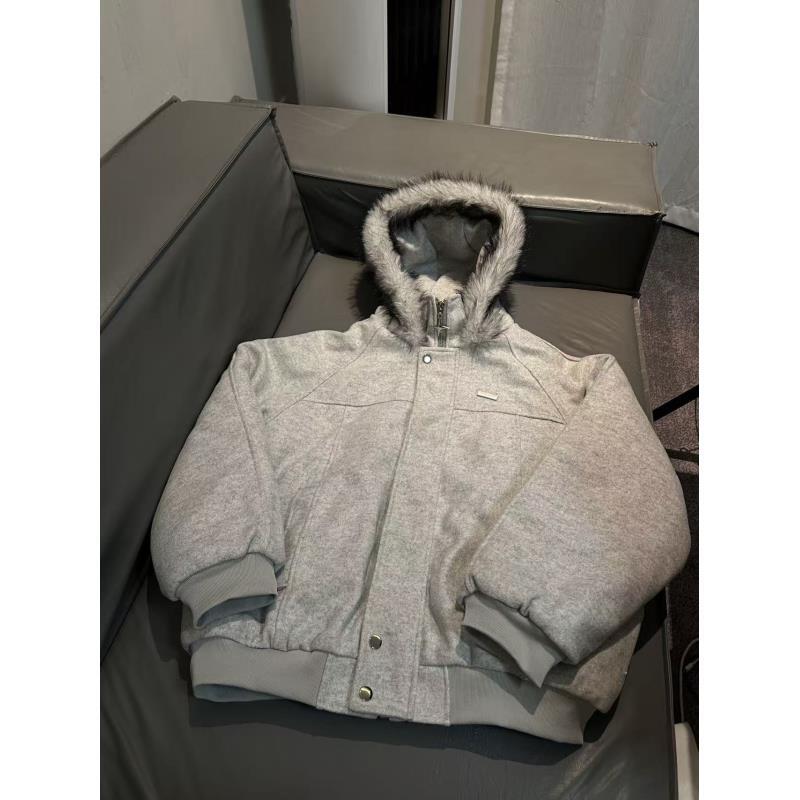 Z283 美式休闲毛领外套秋冬夹克宽松棉服