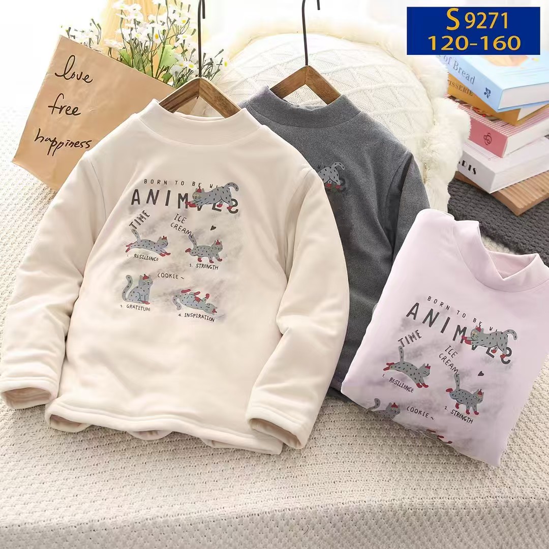 【加棉加厚】儿童半高领加厚打底衫9271