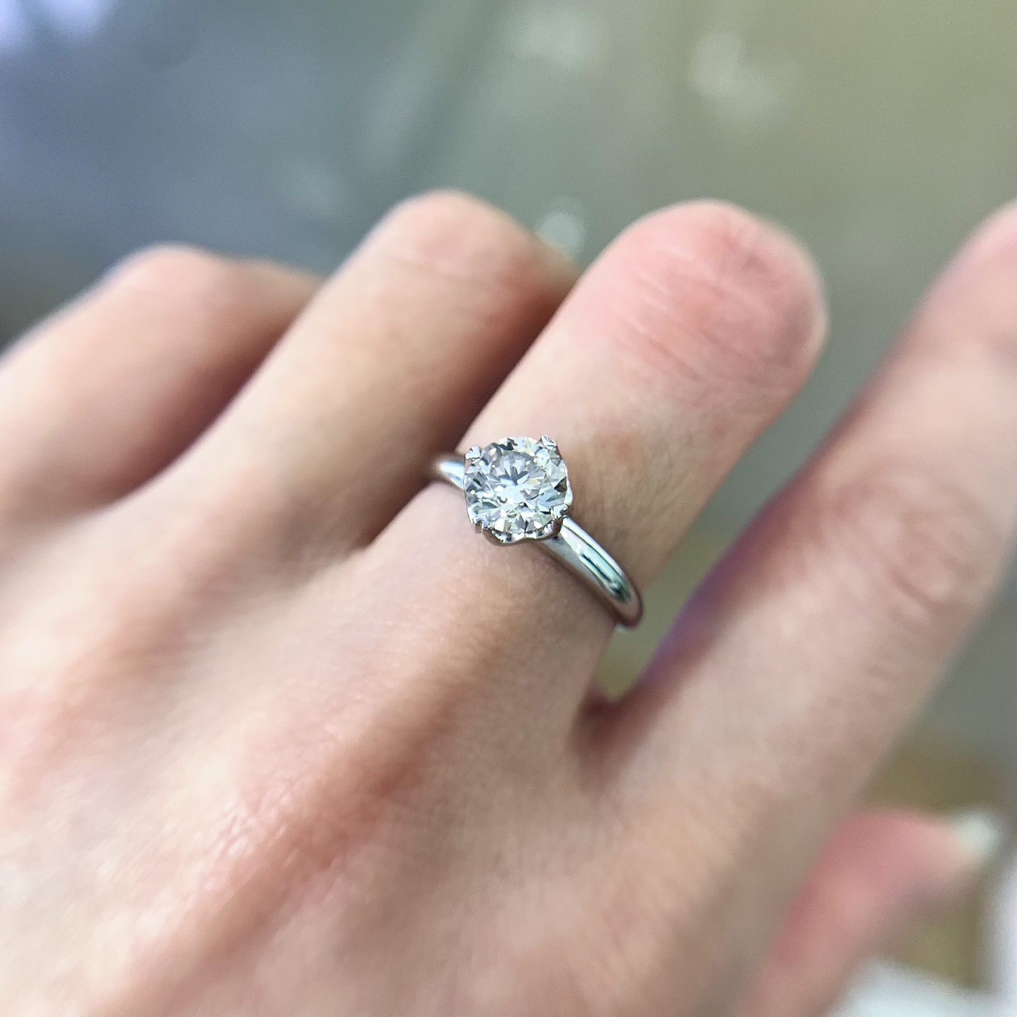 1.006克拉天然钻石戒指H色VS净度Pt950铂金钻戒礼物送老婆31556