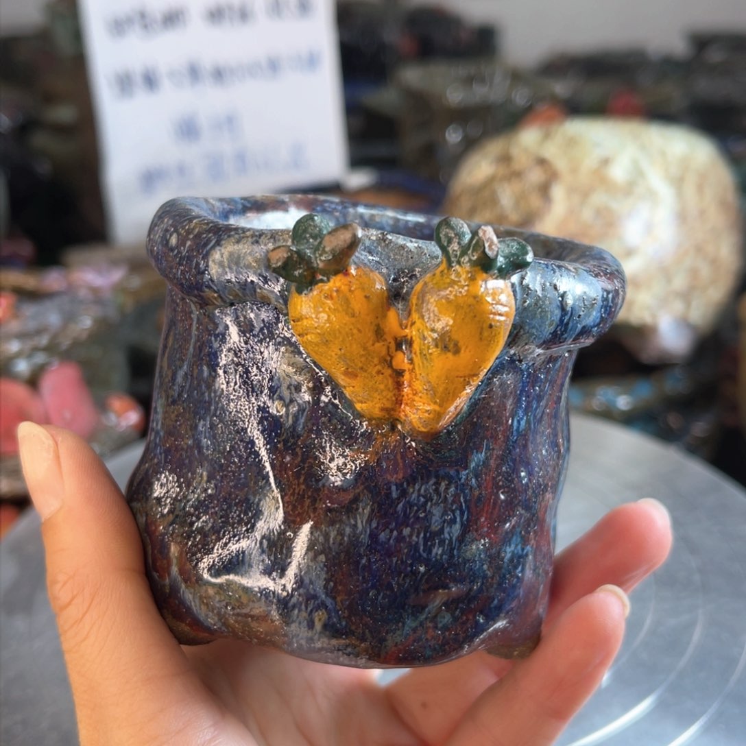 红陶粗砂陶手工花盆