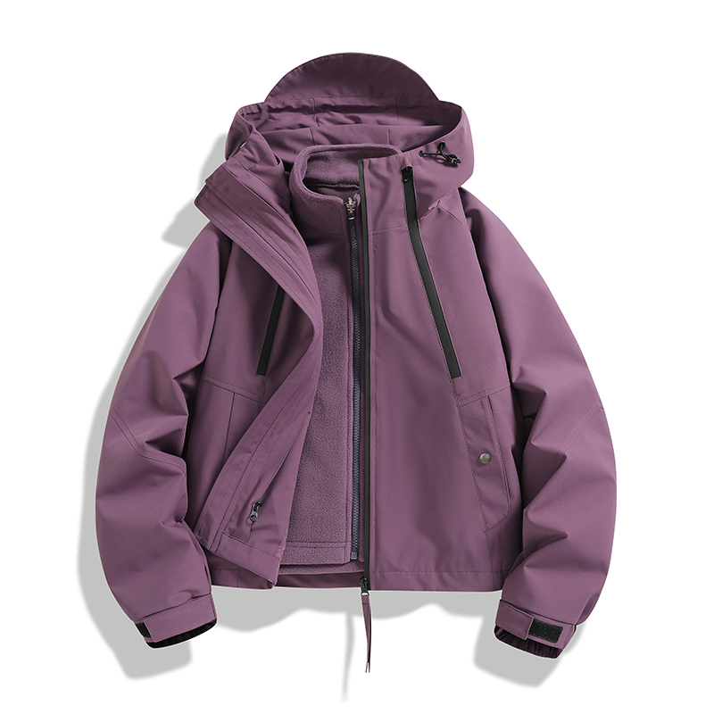 VANCAMEL/西域骆驼三合一女式短款冲锋防风防水户外保暖登山服