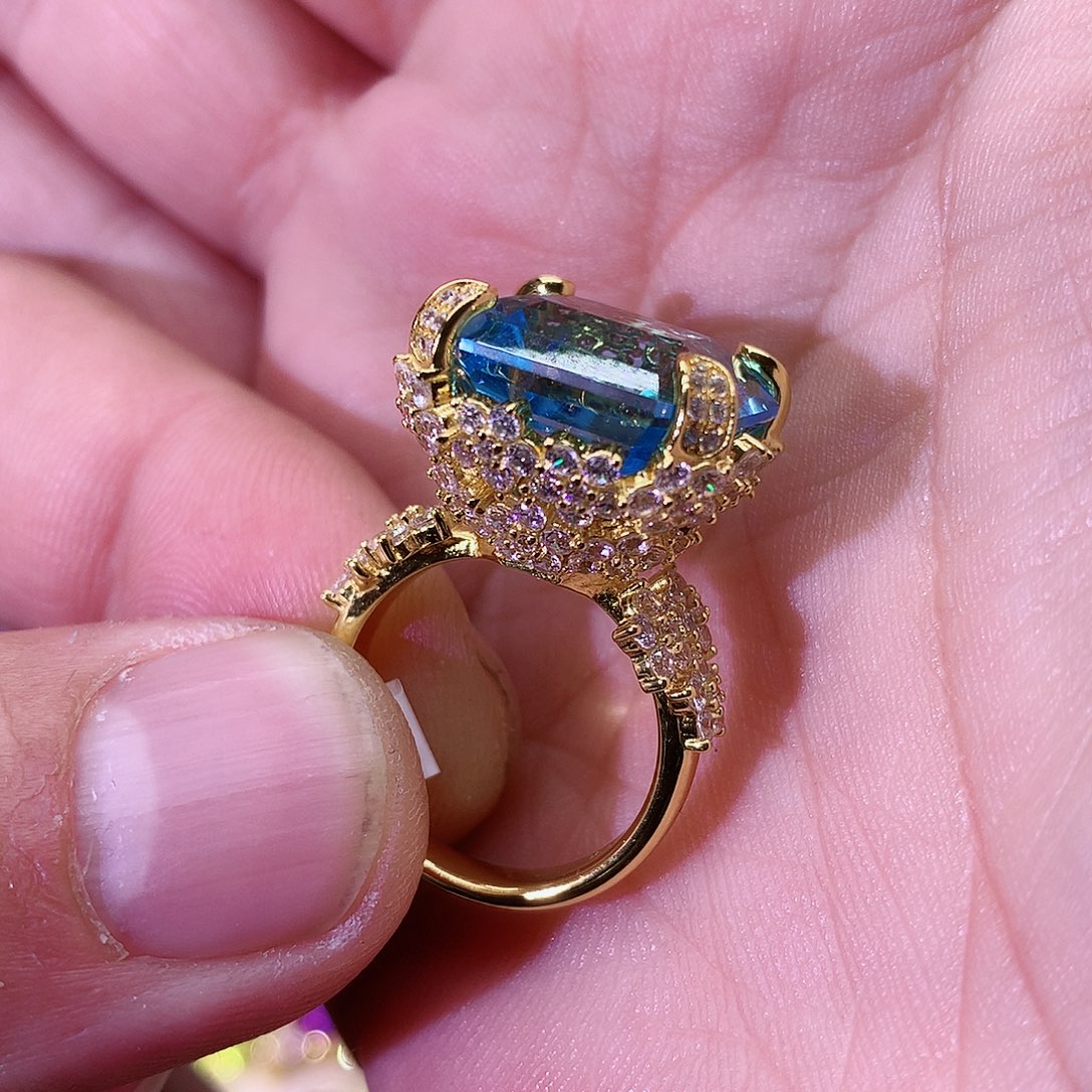 托帕石戒指银S925镶嵌