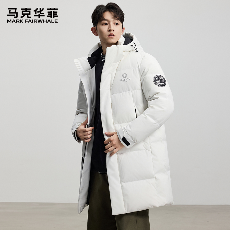马克华菲/MARK FAIRWHALE2025新款男士羽绒服连帽加厚保暖白鸭绒