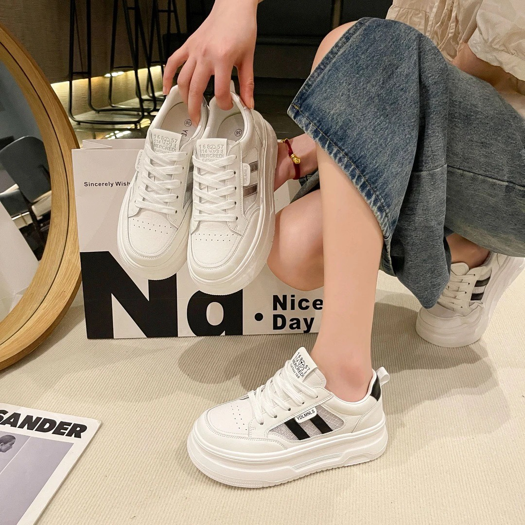 网面时尚休闲鞋夏季小白鞋系带胶粘鞋子休闲鞋52699