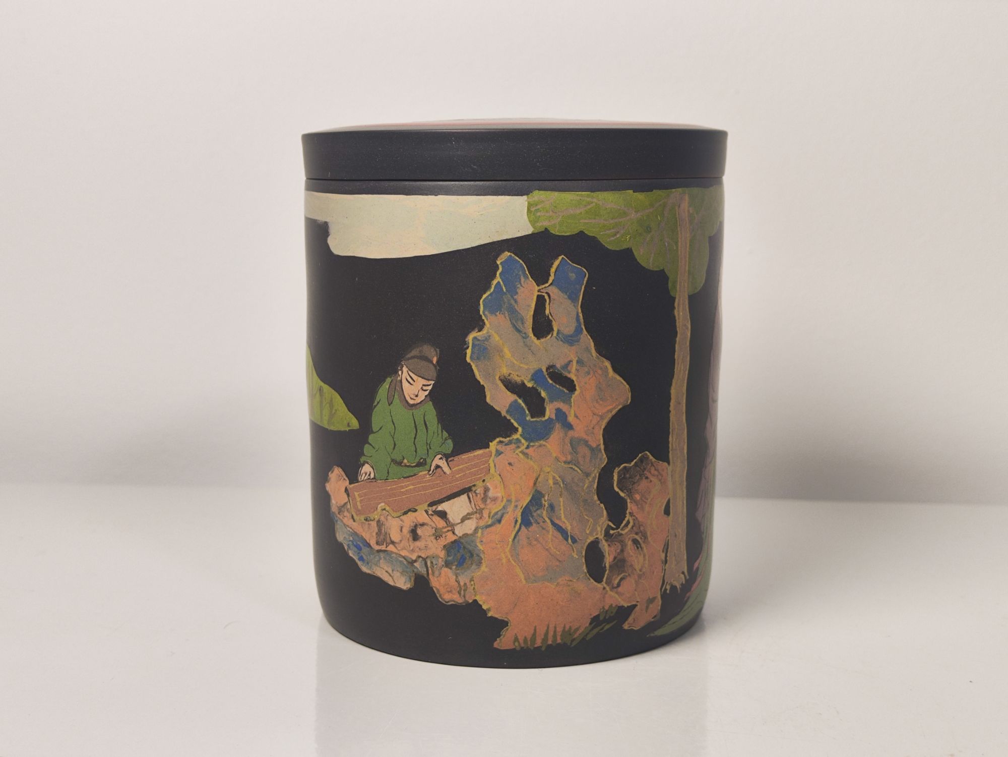 建水紫陶纯手工刻填茶叶罐茶杯210cc【怡荷】