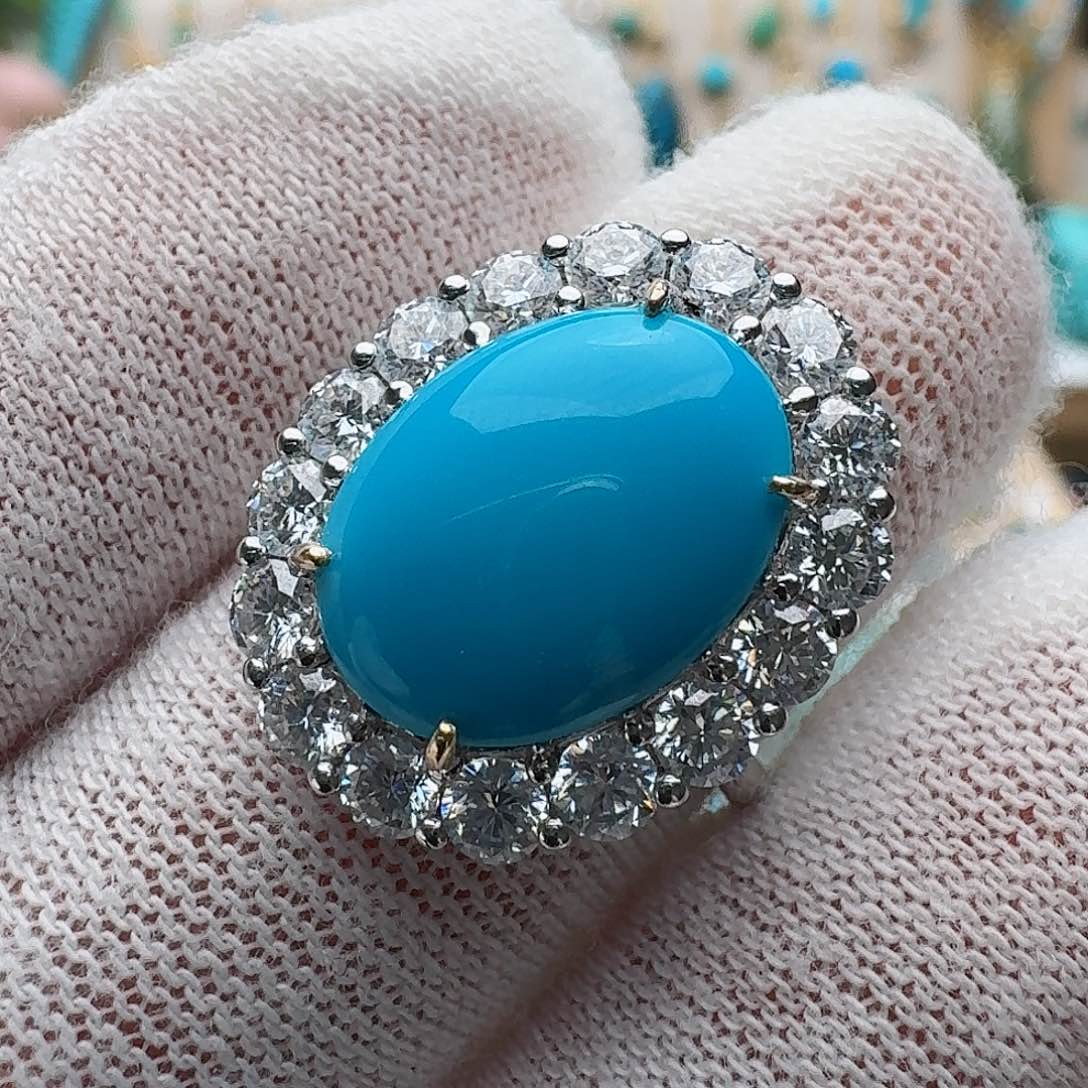 绿松石珠宝奇石18K金镶嵌