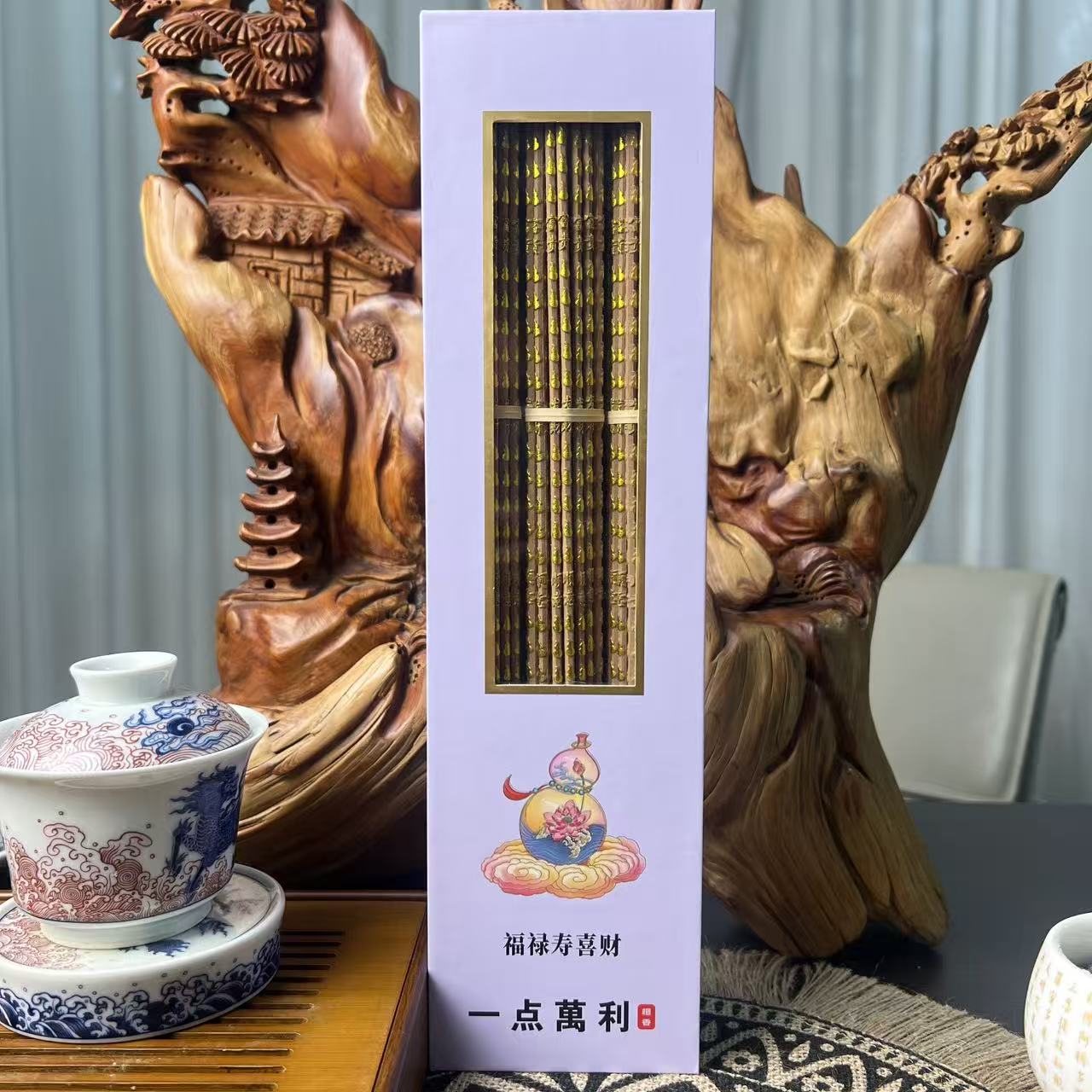 天然檀香家用礼佛供财神香福禄寿喜财檀香凸字竹签香