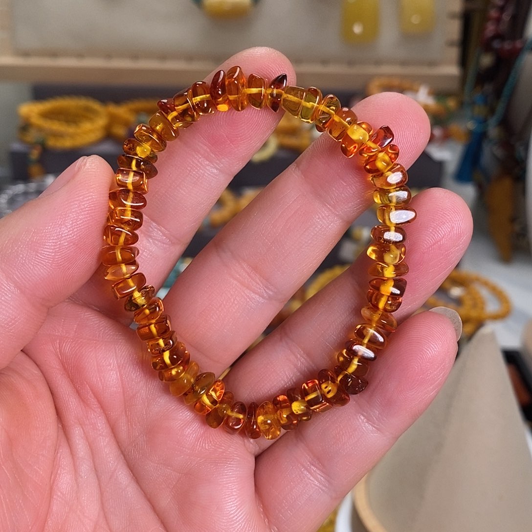 琥珀未镶嵌手链花珀手串