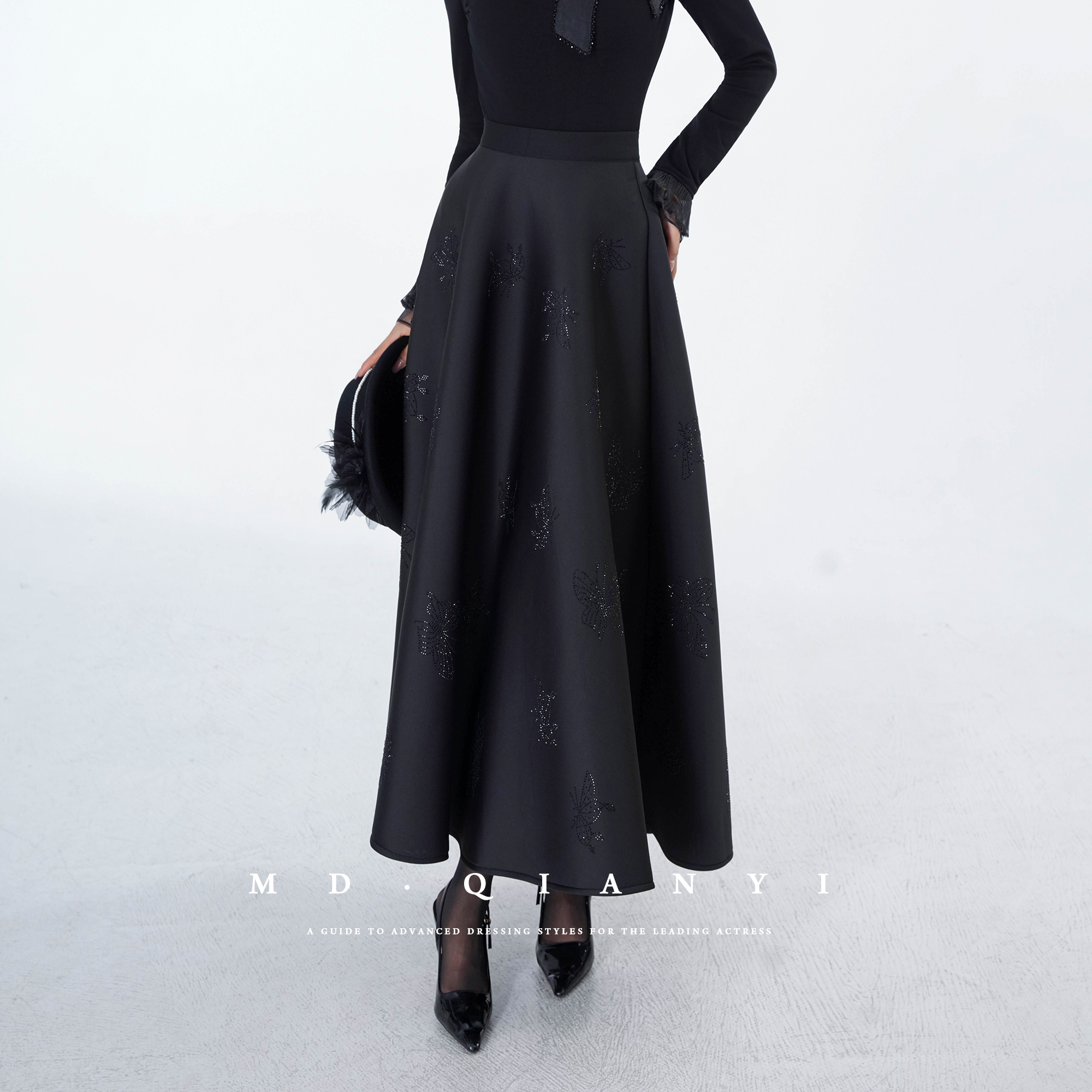 MD定制·杨千亿【蝶雾竹影】2025冬季款时尚显瘦气质百搭半身裙