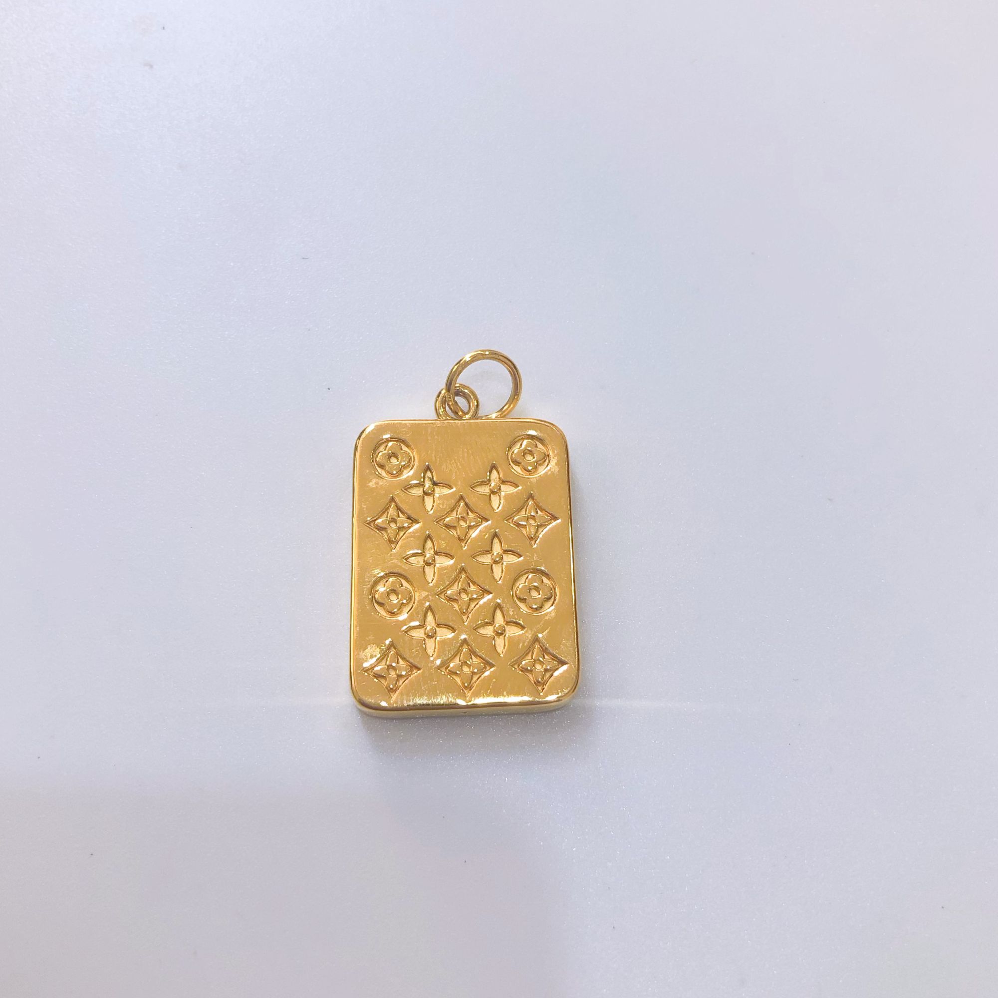 【老花方牌】足金999黄金5D无氰老花方牌流时尚吊坠(可配绳)