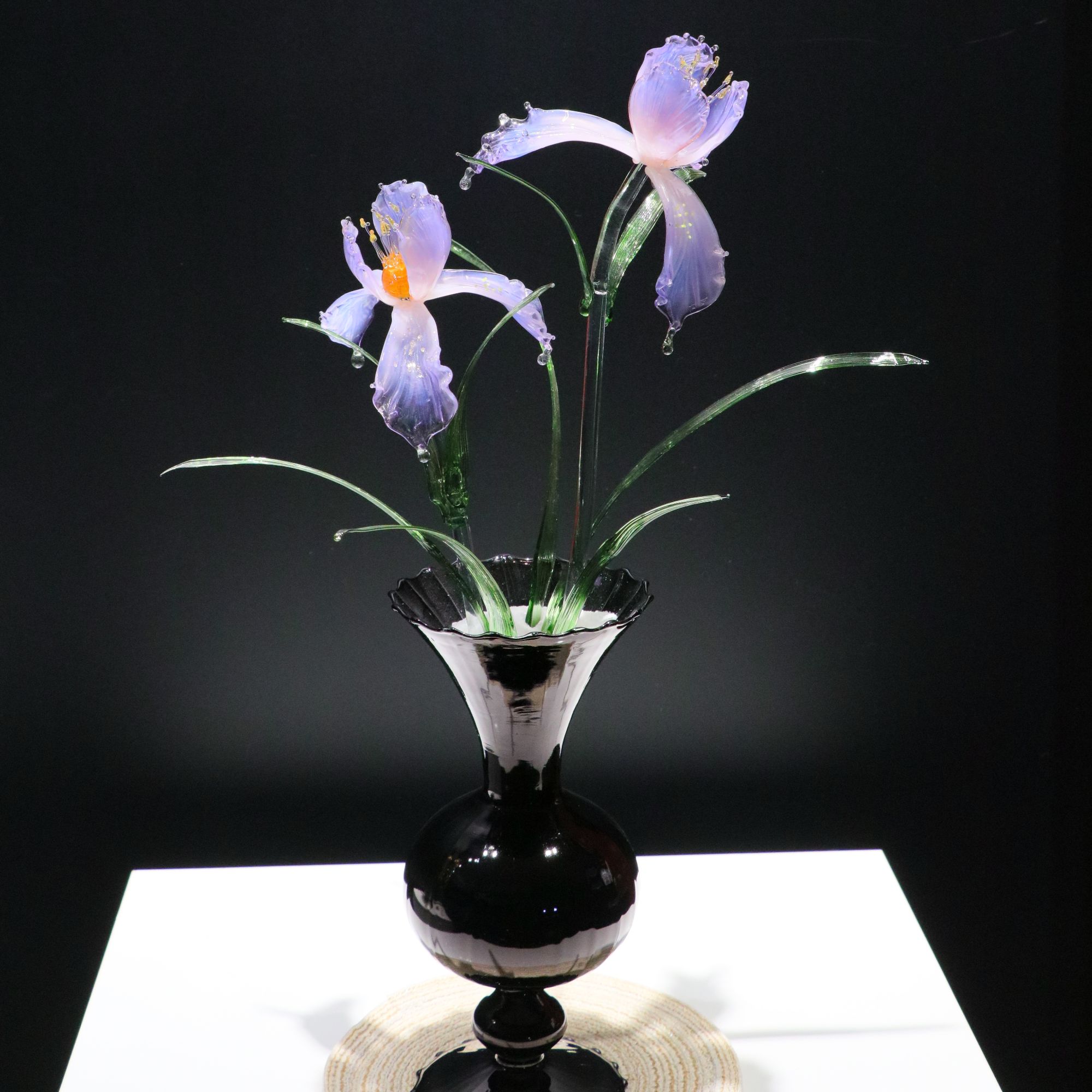 淄博琉璃手作仿真鸢尾花插客厅装饰摆件治愈玻璃情人节生日礼物