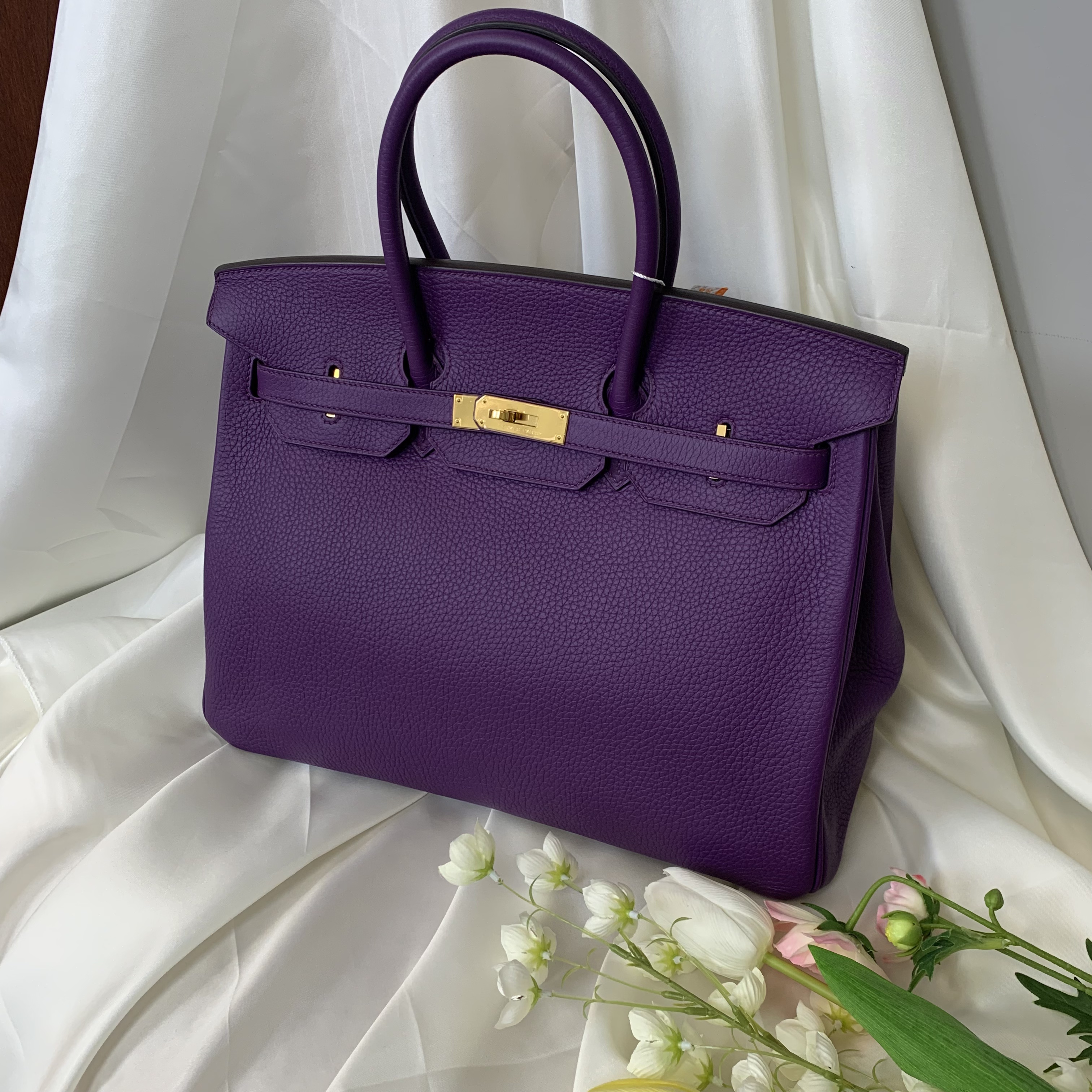 99新 Hermes/爱马仕 togo皮 bk35 紫色金扣 手提包 250402WLFTT01
