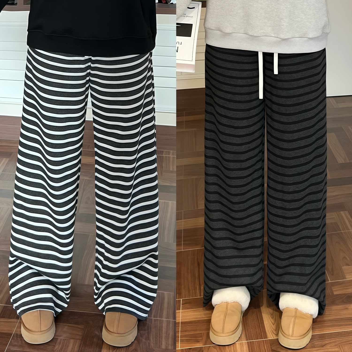 花契“暖酒叙旧”大码女装冬季显瘦200斤胖mm慵懒风休闲裤4365-F