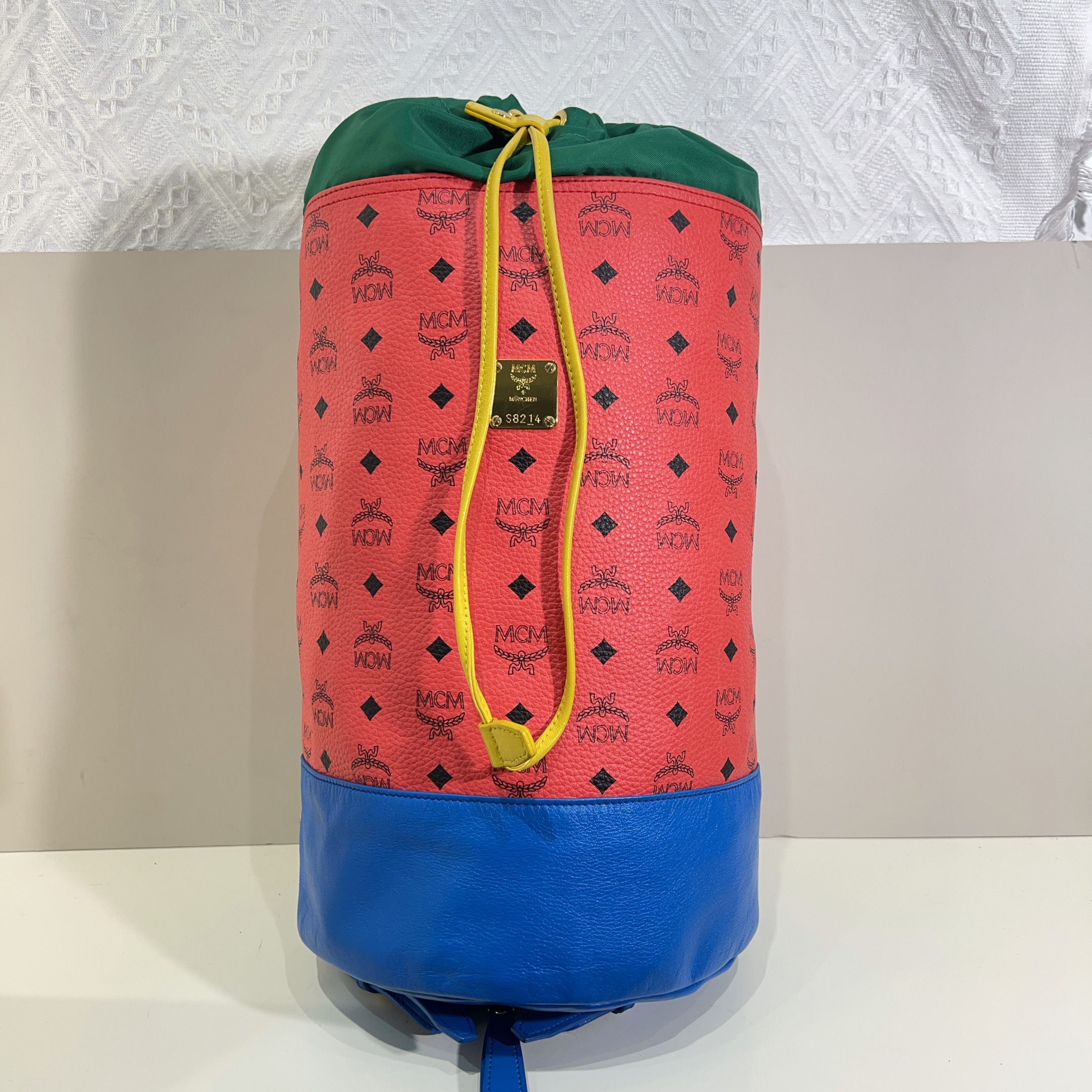 95新 MCM mcm拼色水桶单肩包a9135