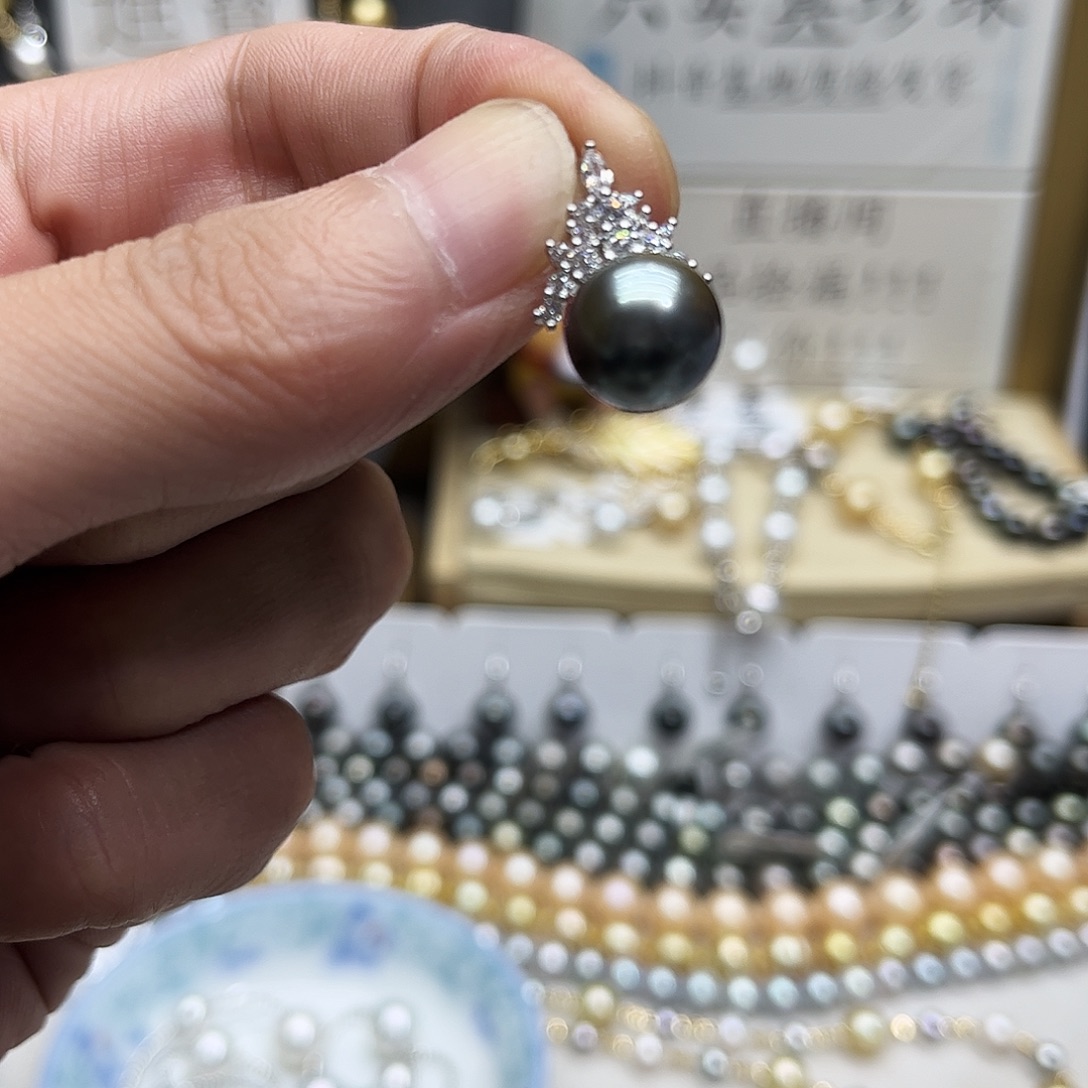 海水珍珠银S925镶嵌颈饰