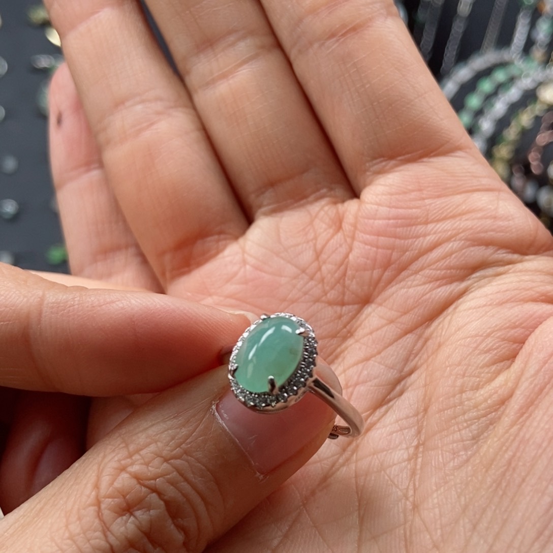 翡翠耳饰银S925镶嵌翡翠首饰