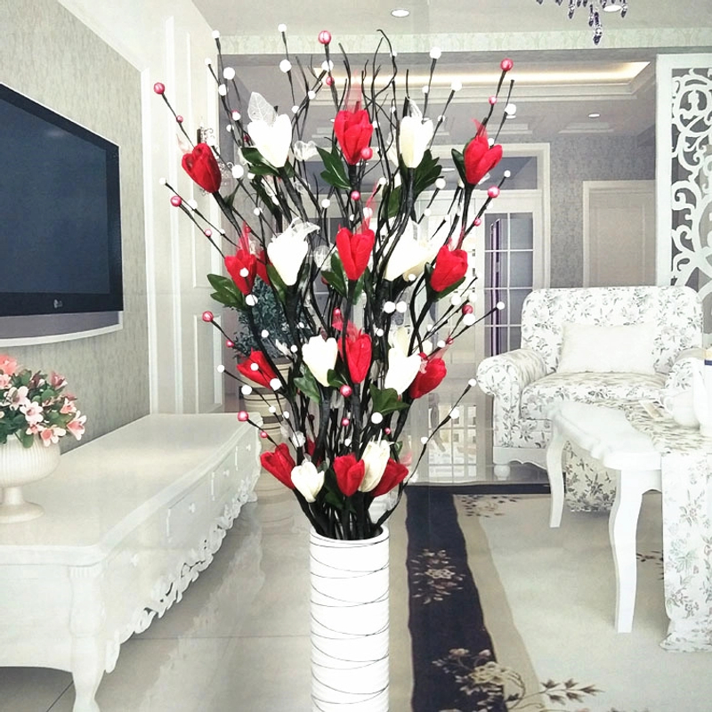 叶脉仿真干花花束假花落地摆件客厅玄关大装饰花插花摆设永生花艺