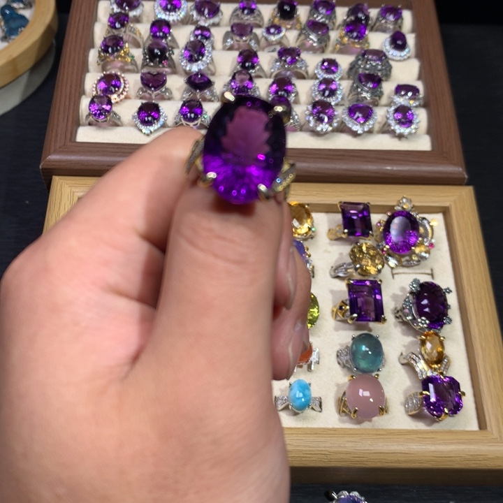 【闪购商品】水晶戒指银S925镶嵌戒指