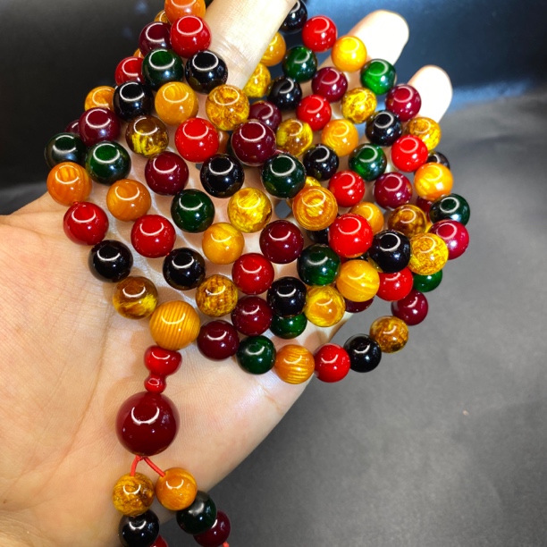 雷击琥珀木多宝珠1.0/108颗手串把件