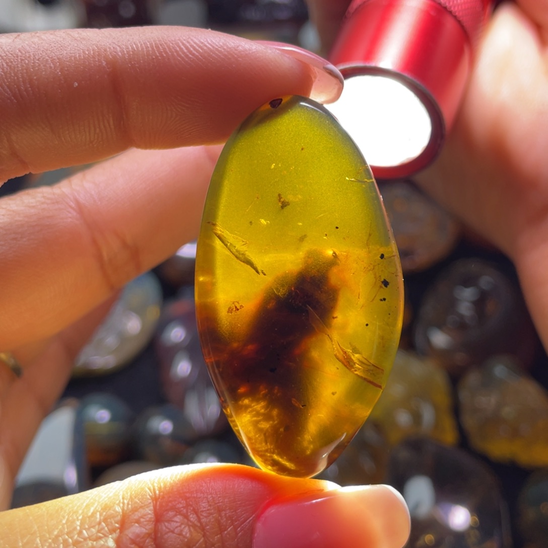 琥珀裸石未镶嵌！