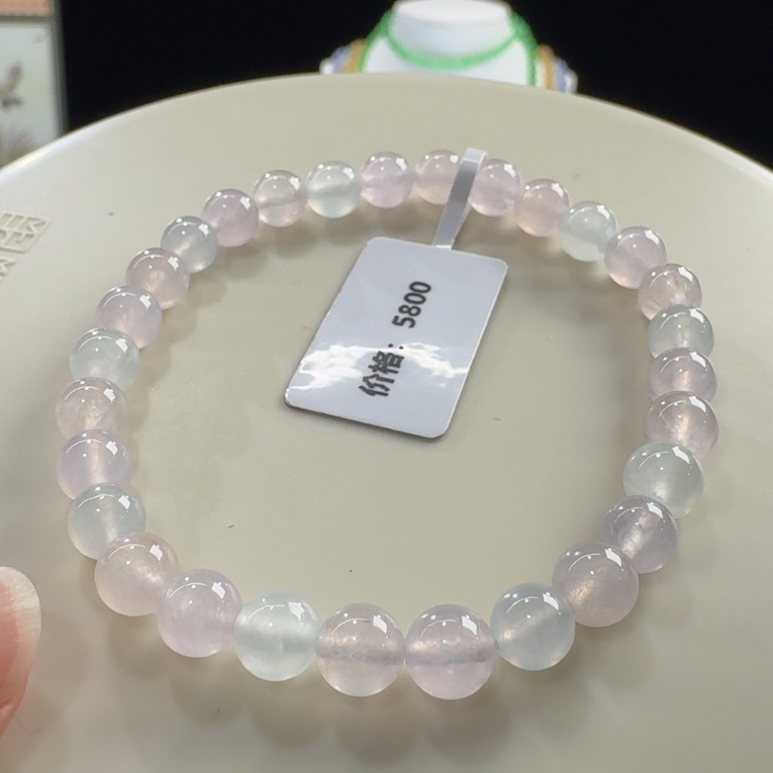 翡翠未镶嵌手链高冰粉幻彩单圈卡6mm