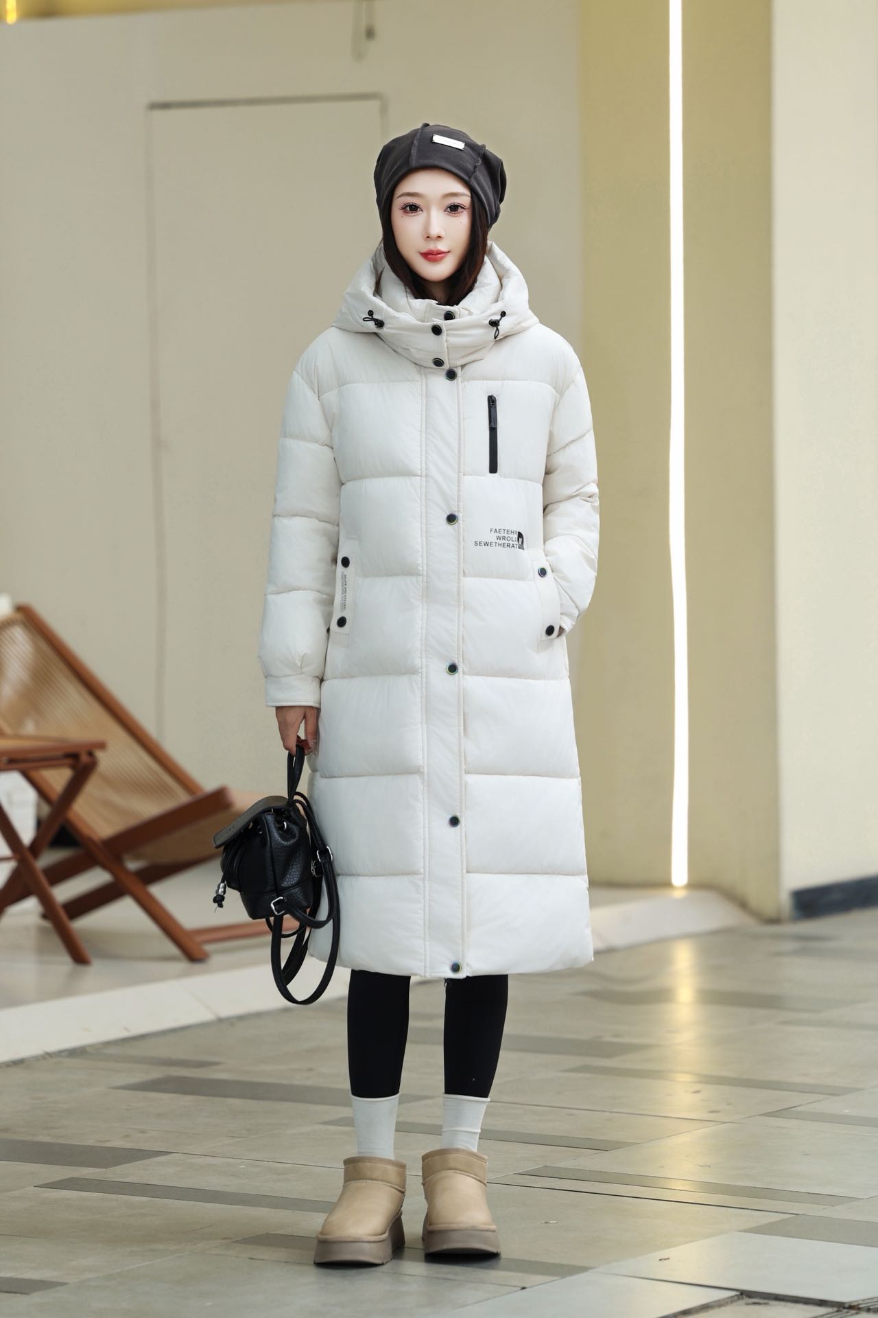 女士百搭长款棉服923-A654