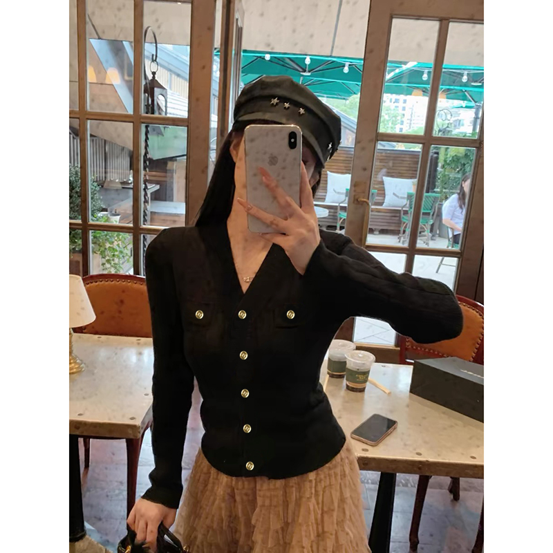 【香草黄】小香风开衫外套3700超柔软高品质V领针织毛衣