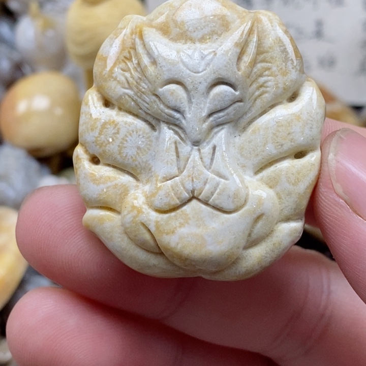 颈饰未镶嵌硅化珊瑚（珊瑚玉）