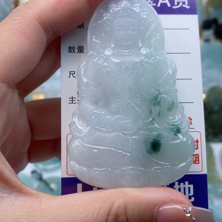 翡翠颈饰未镶嵌度母天然缅甸翡翠