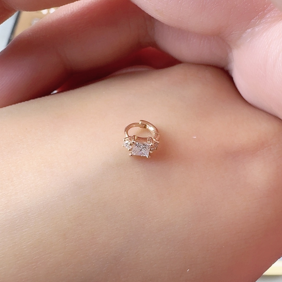 18K金镶嵌耳饰钻石迷你耳皮扣16分4.2mm玫瑰金