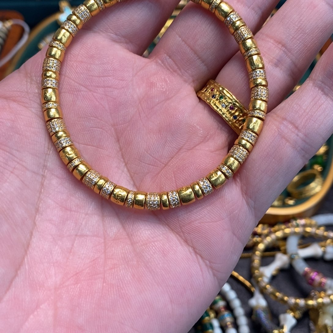 合成立方氧化锆手链足金镶嵌