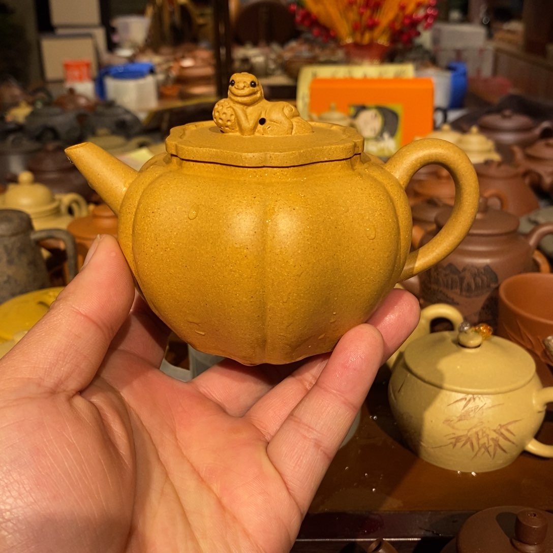 紫砂茶壶原矿黄金段狮球壶290cc