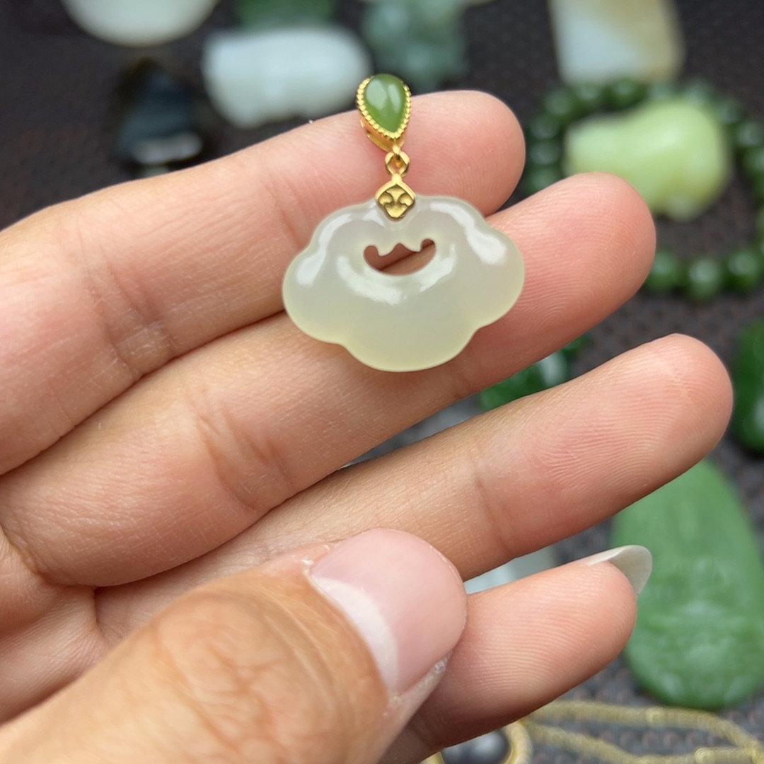 和田玉挂件银S925镶嵌