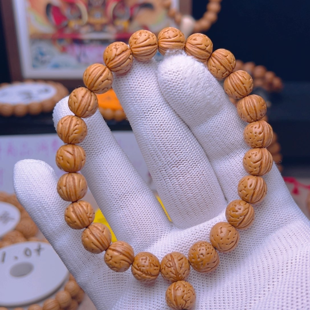 桃核手串为***盐11野生小黄桃单圈