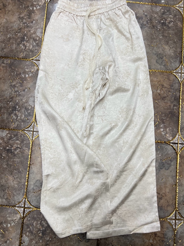 复古提花设计感松紧腰直筒阔腿裤休闲百搭长裤