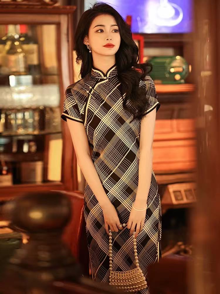 三千苏--年轻款民国文艺复古半开襟『墨锦华』旗袍